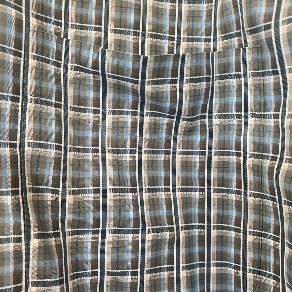 Nordstrom Men's Blue Green Plaid Short Sleeve Button Down Shirt Logo XL - Picture 6 of 12